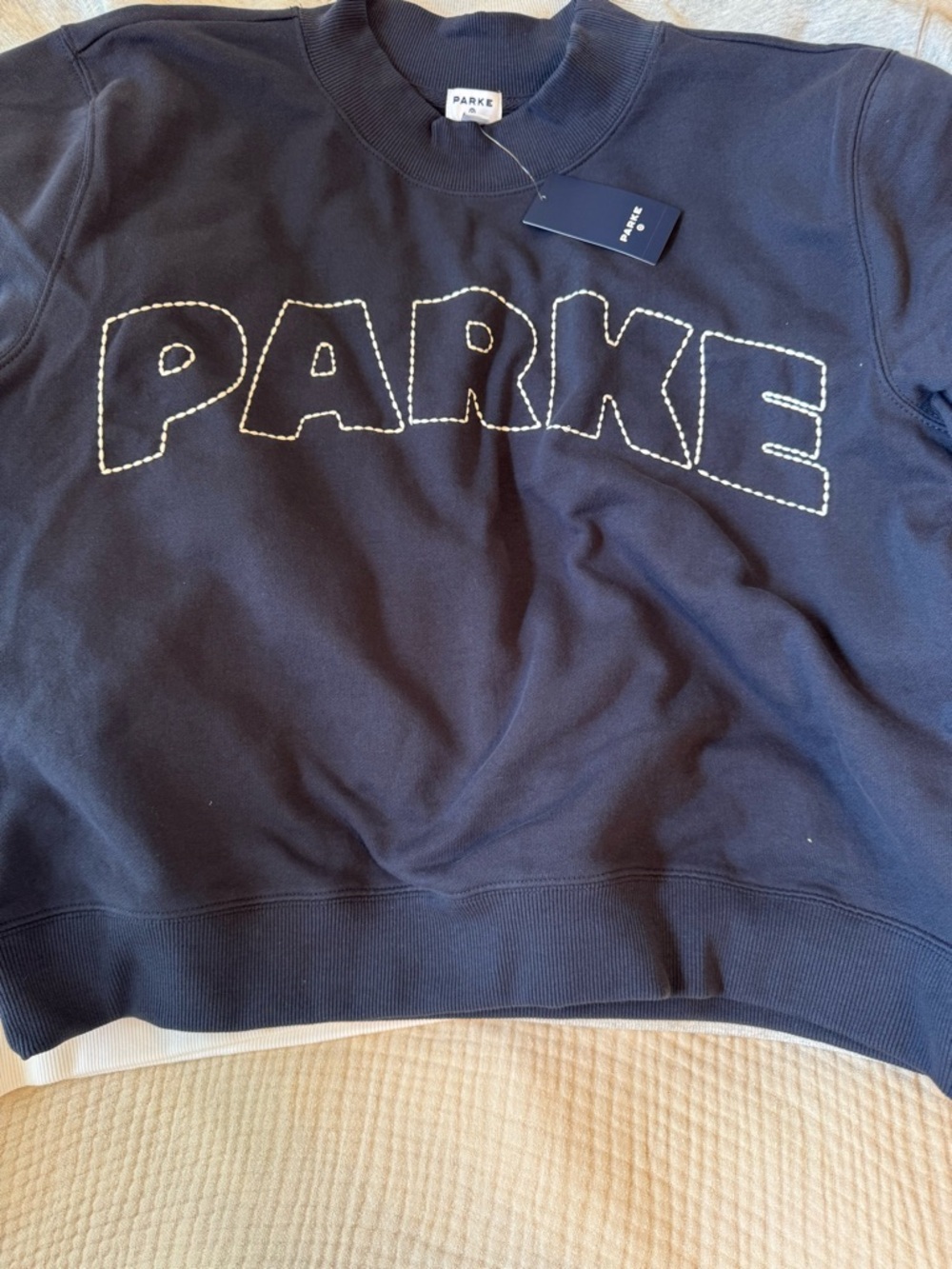 NWT PARKE x Target Navy Embroidered Logo Sweatshirt S/M